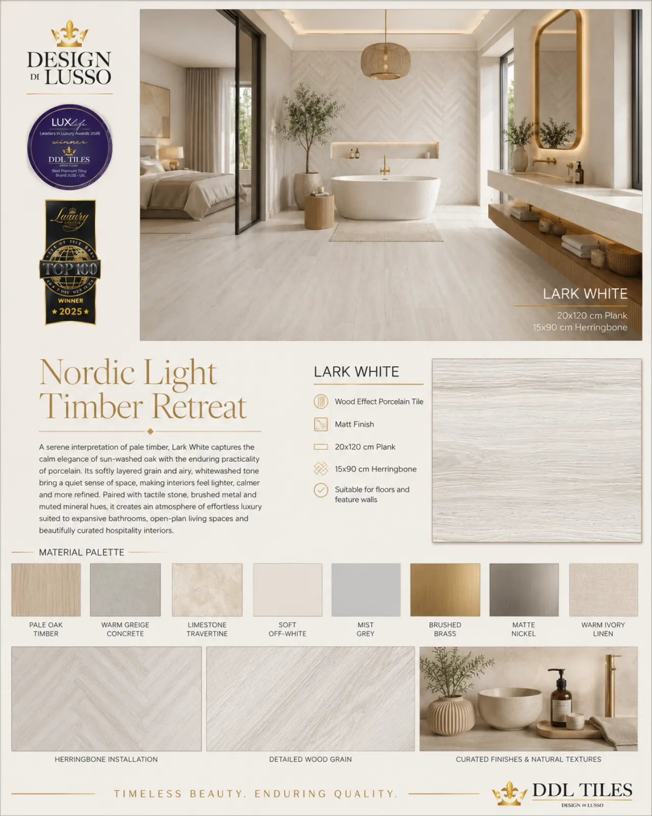 Quiet Grace: White Lark tile mood board