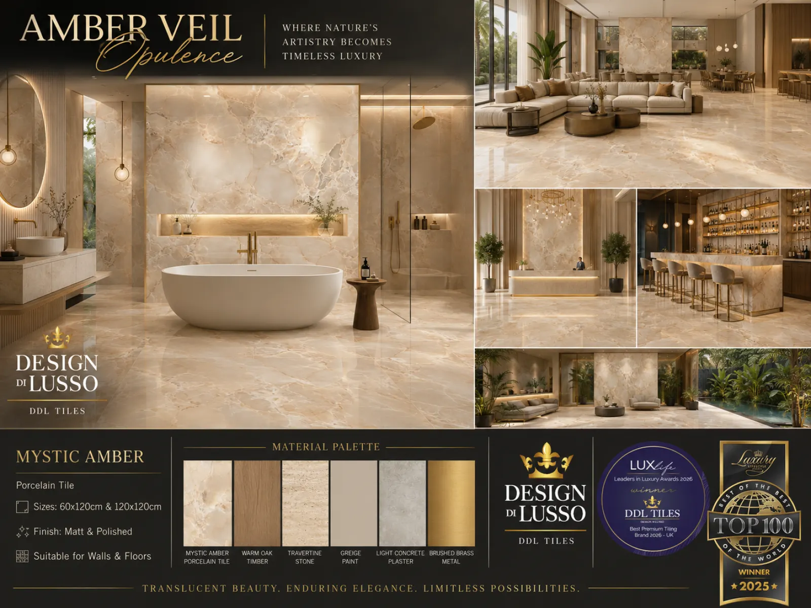 Jewel-Lit Grandeur: Amber Mystic tile mood board