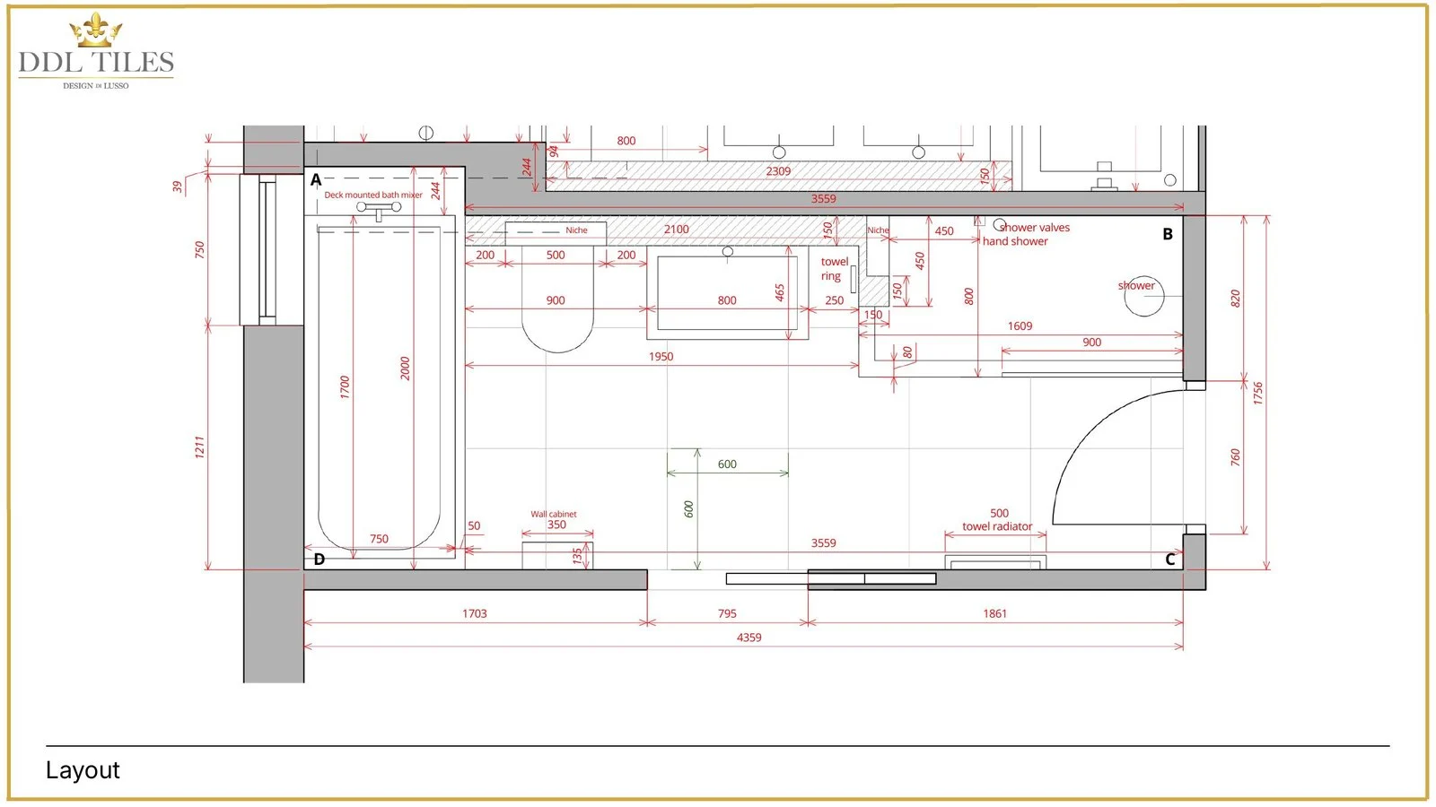 Bed 3 Bathroom layout or lighting plan