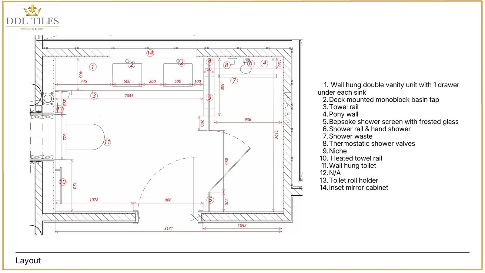 Accessible Bathroom layout or lighting plan