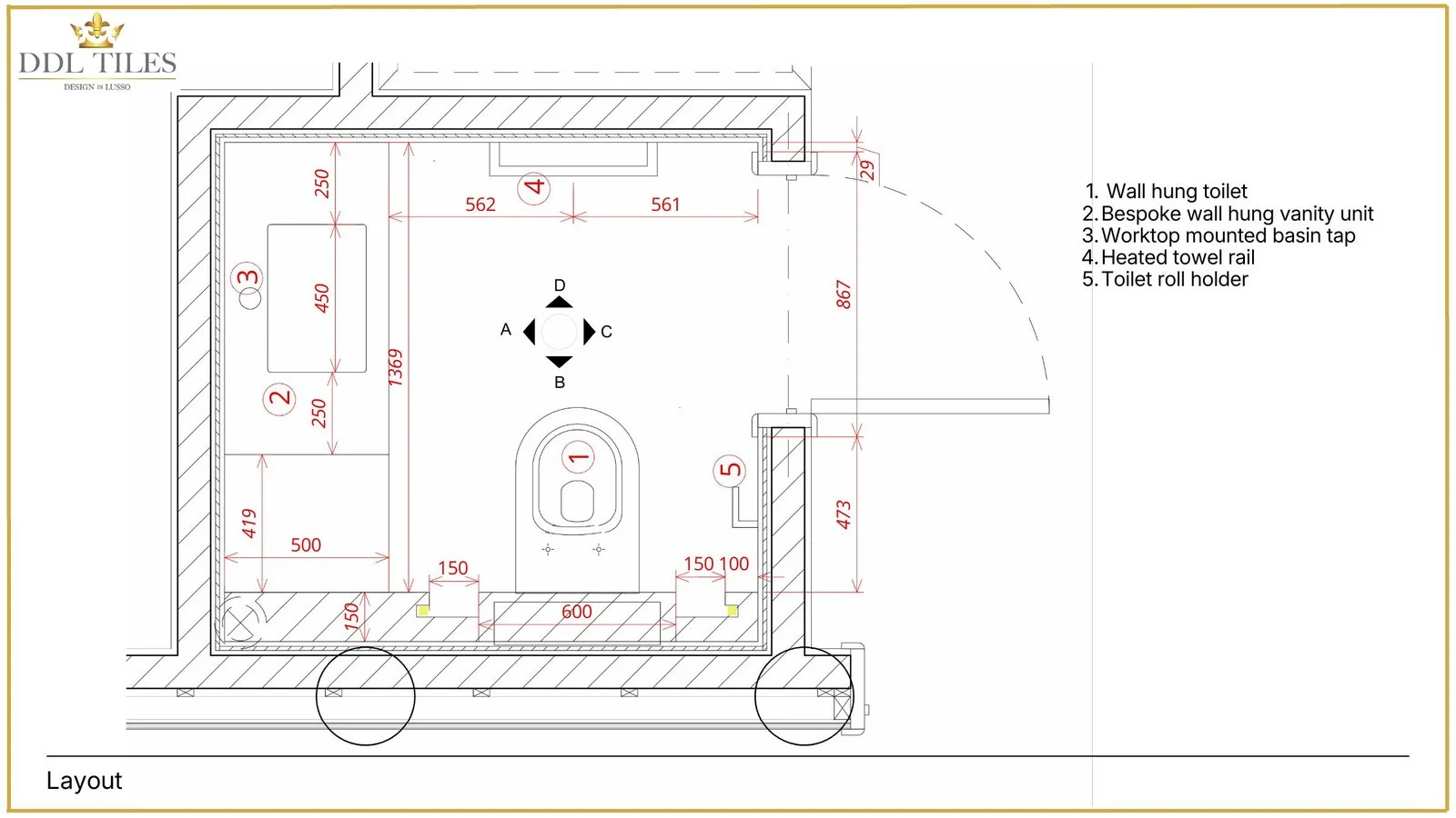 Stanmore cloakroom lighting and electrical plan